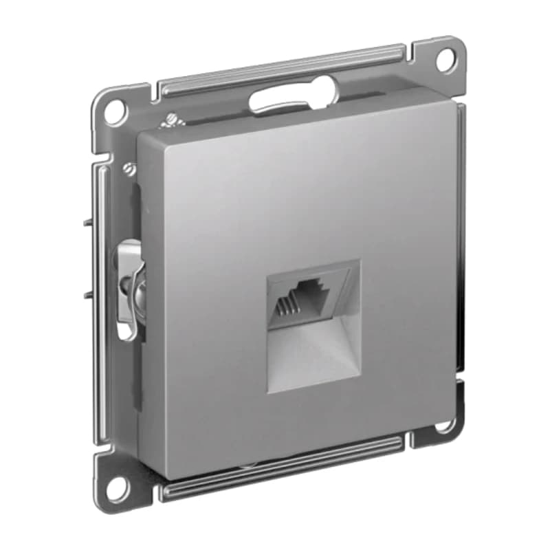 Розетка телефонная одинарная Atlasdesign RJ11, алюминий