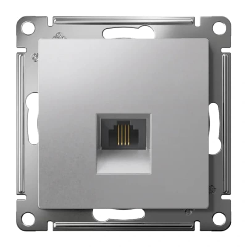 Розетка телефонная одинарная Atlasdesign RJ11, алюминий