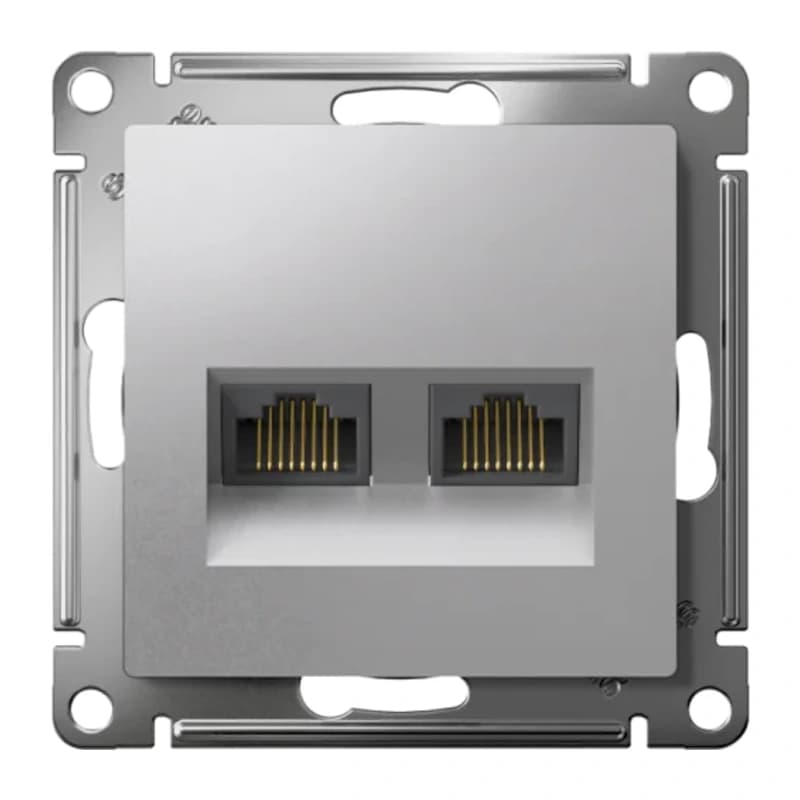 Розетка компьютерная двойная Atlasdesign RJ45 5 кат., алюминий