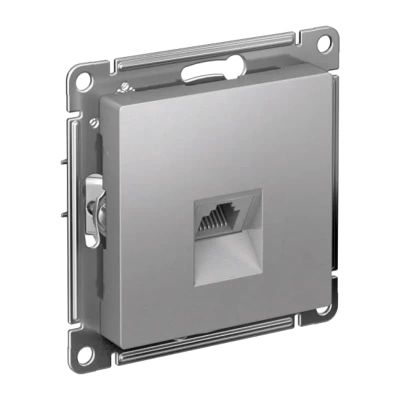 Розетка компьютерная одинарная Atlasdesign RJ45 6A кат., алюминий