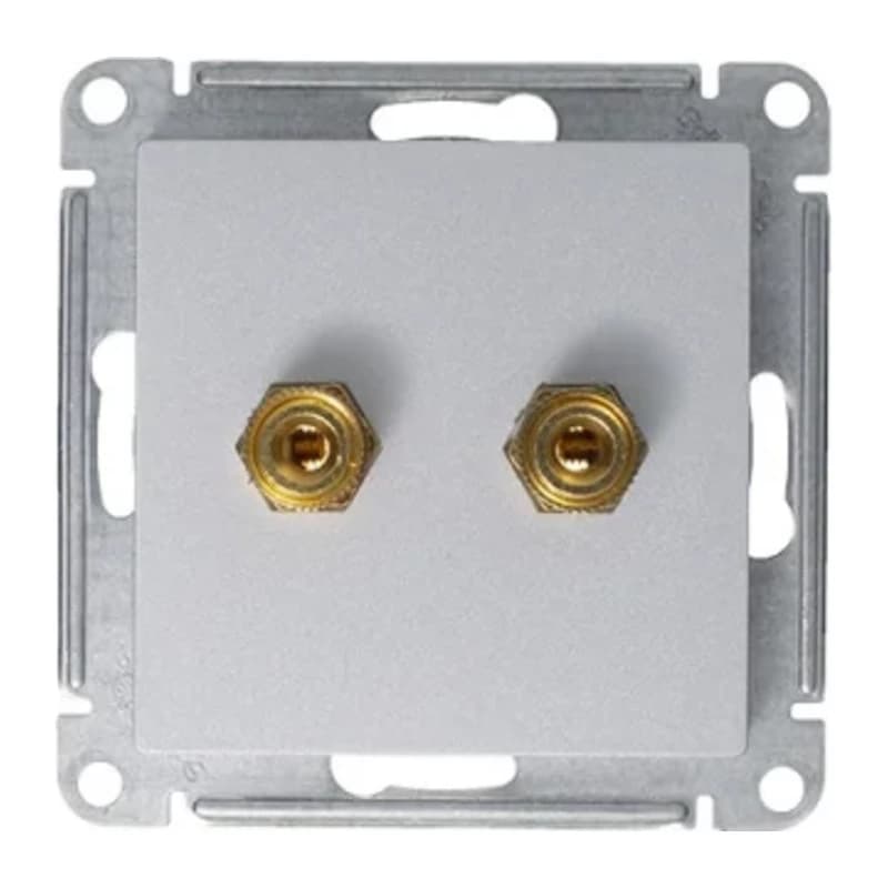 Розетка акустическая двойная Schneider Atlasdesign, алюминий