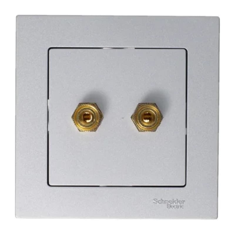 Розетка акустическая двойная Schneider Atlasdesign, алюминий