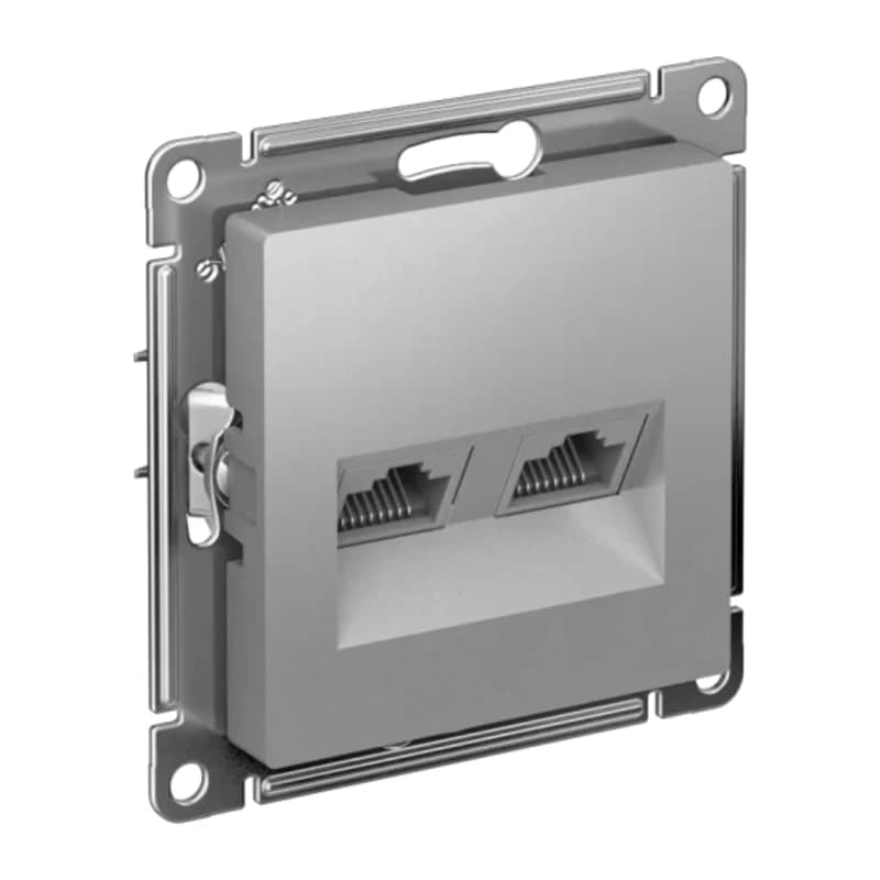 Розетка компьютерная двойная Atlasdesign RJ45 6A кат., алюминий