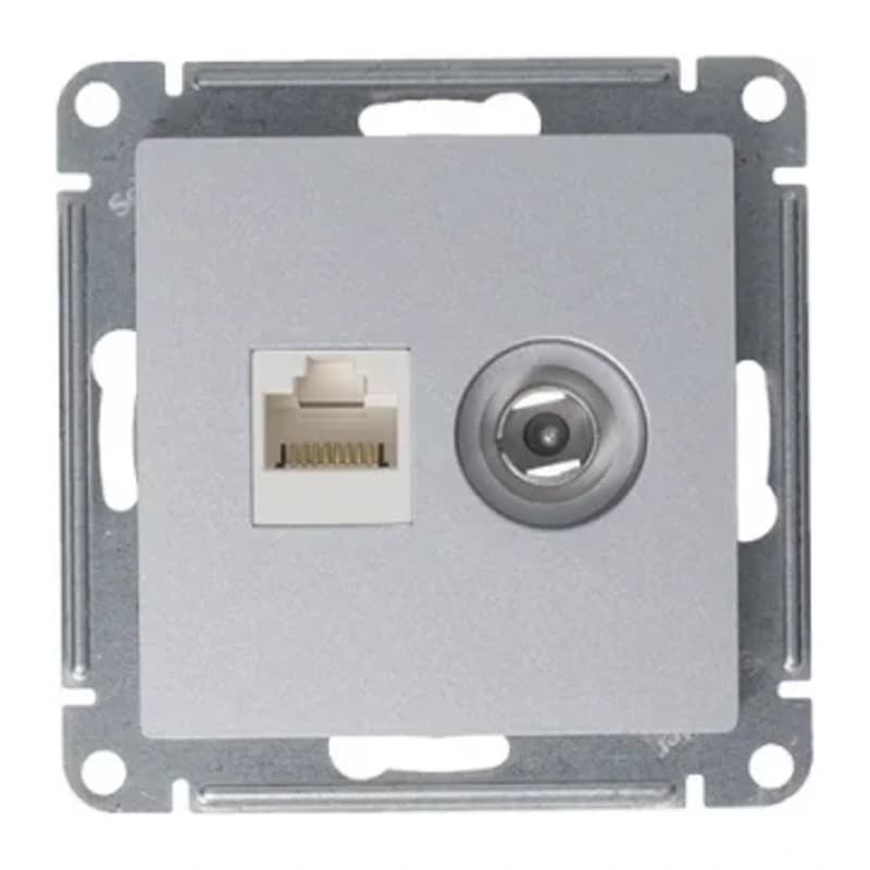 Розетка TV и интернет розетка Schneider Atlasdesign RJ 45, 5 кат., алюминий