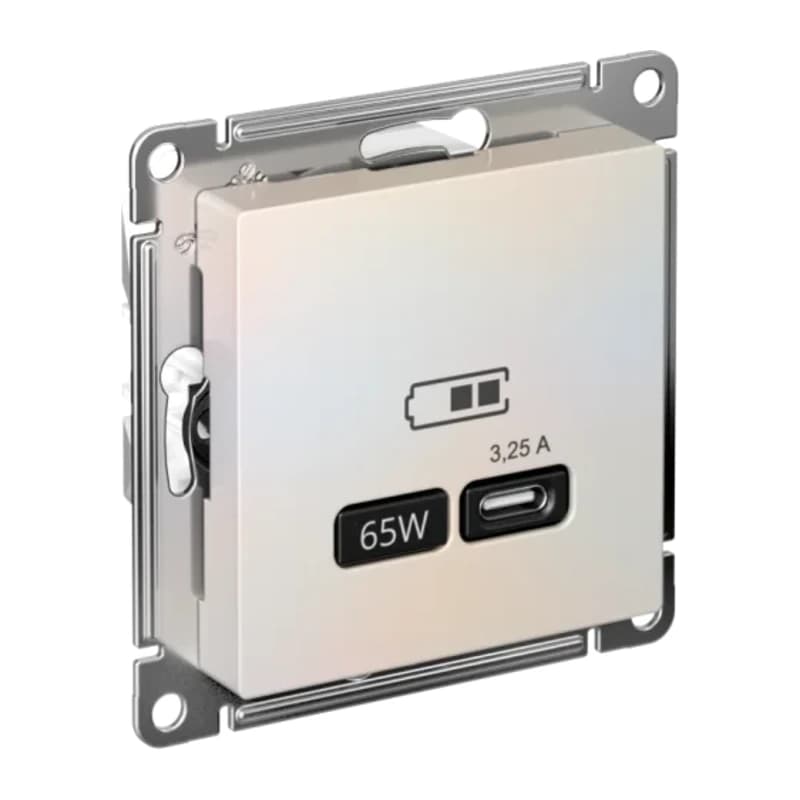 Розетка USB для зарядки Atlasdesign тип-C 65W высокоскор.заряд. QC, PD, жемчуг