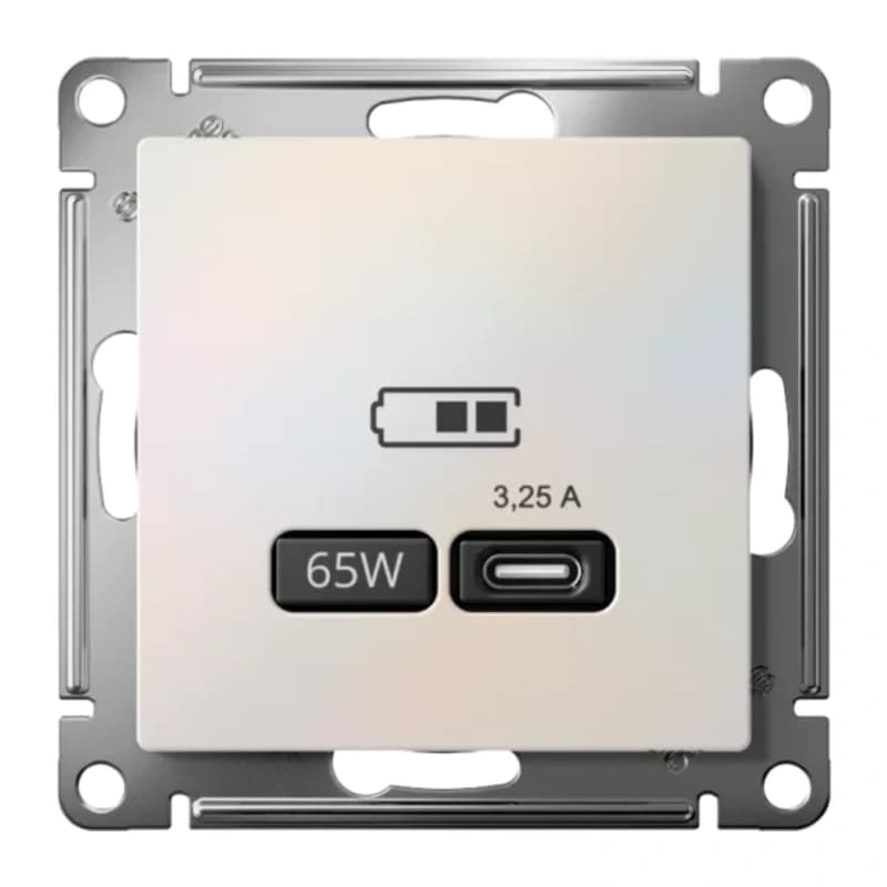 Розетка USB для зарядки Atlasdesign тип-C 65W высокоскор.заряд. QC, PD, жемчуг