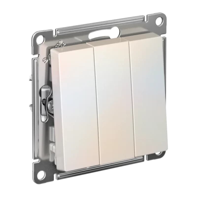 Выключатель трехклавишный Schneider Atlasdesign 10А, жемчуг