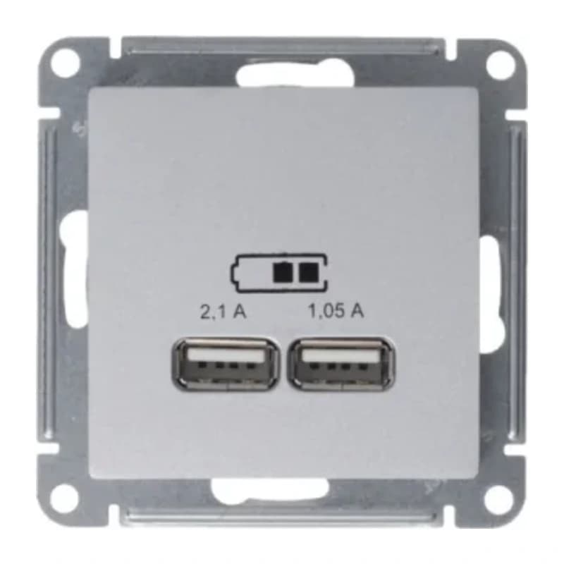 Розетка USB двойная для зарядки Atlasdesign 2,1А, жемчуг