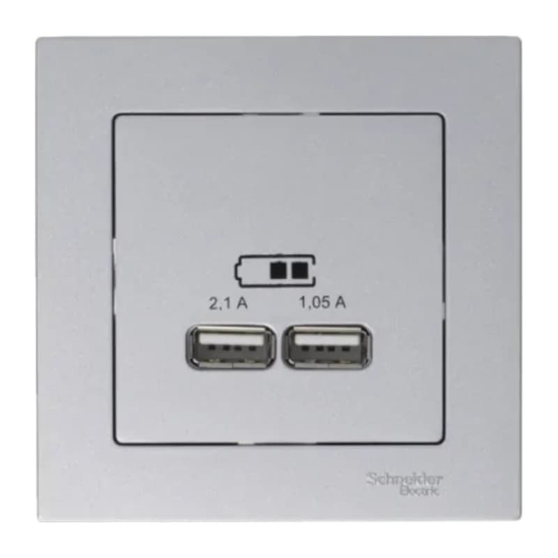 Розетка USB двойная для зарядки Atlasdesign 2,1А, жемчуг