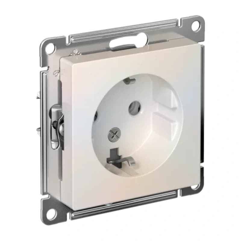 Розетка с заземлением Atlasdesign 16А, жемчуг