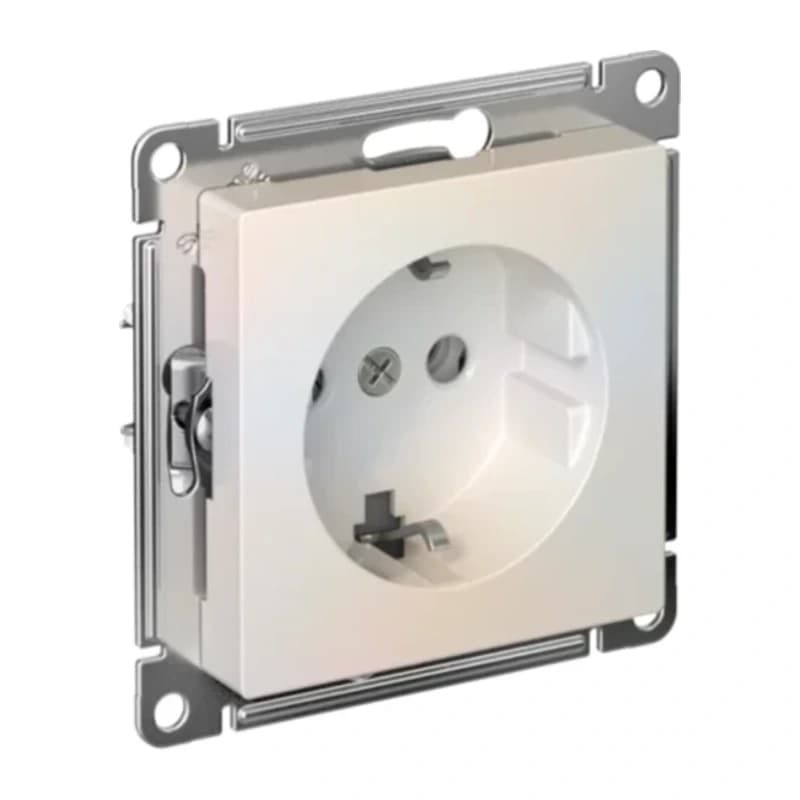 Розетка с заземлением Atlasdesign 16А, быстрозажим. клем., жемчуг