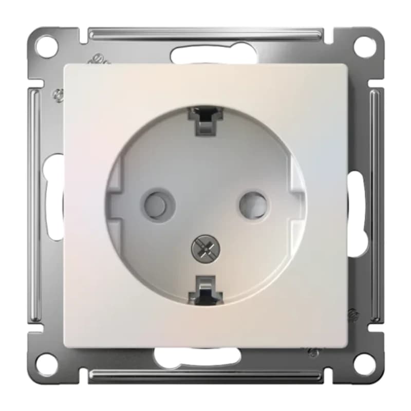 Розетка с заземлением со шторками Atlasdesign 16А, жемчуг