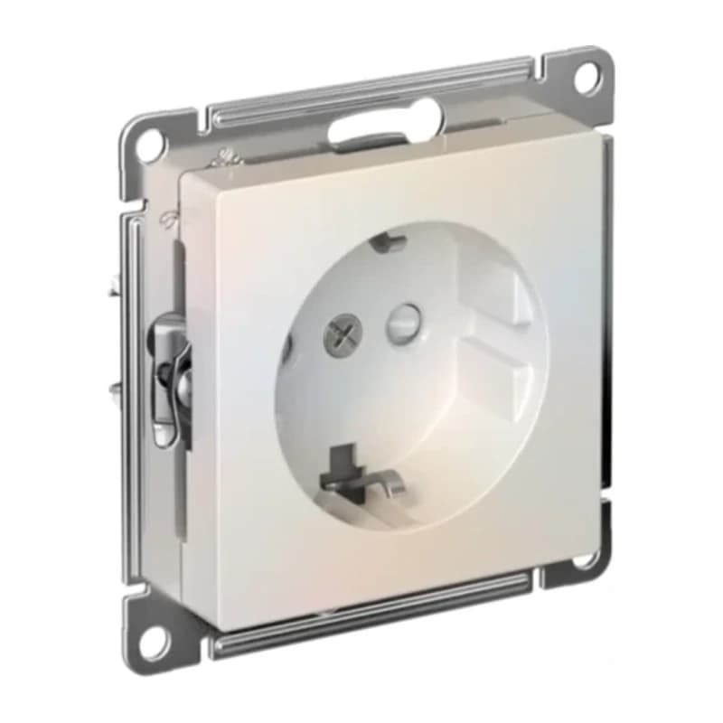 Розетка с заземлением со шторками Atlasdesign 16А, быстрозажим. клем., жемчуг