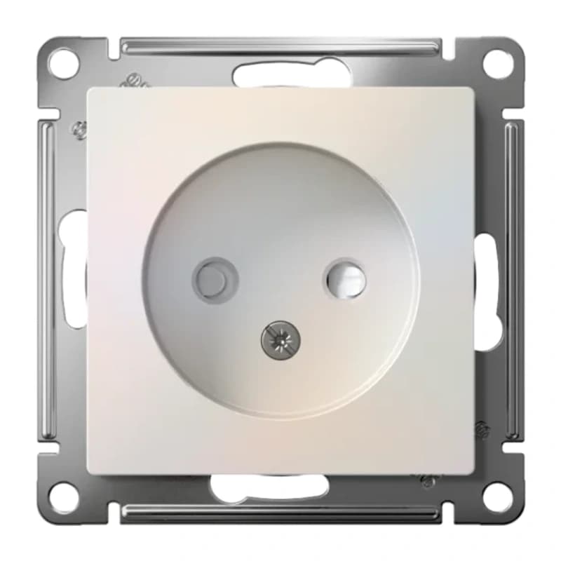 Розетка без заземления со шторками Atlasdesign 16А, жемчуг