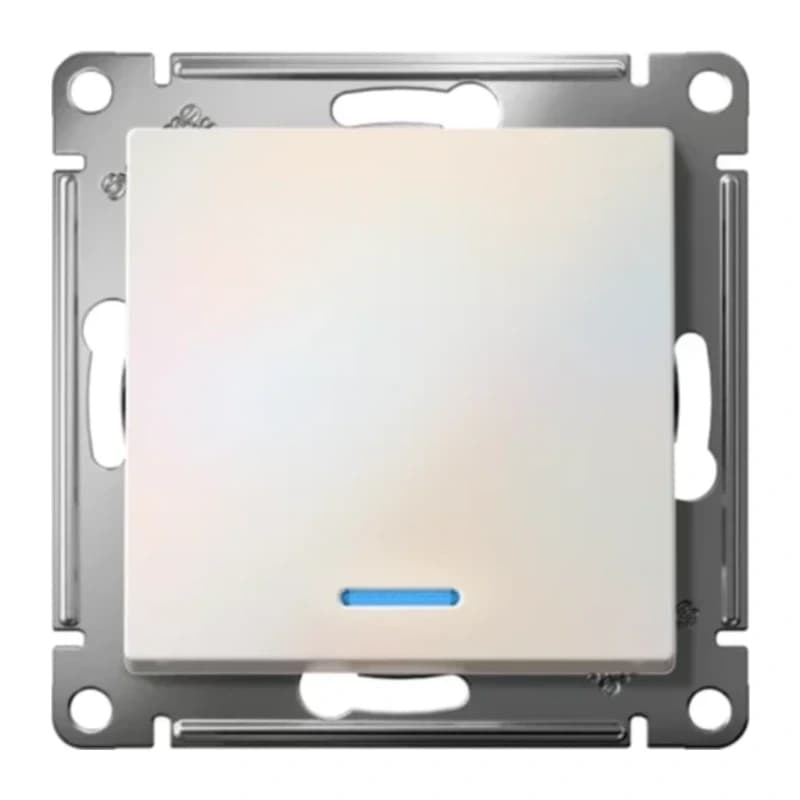 Выключатель одноклавишный проходной с подсветкой Schneider Atlasdesign 10А, быстрозажим. клем., жемчуг