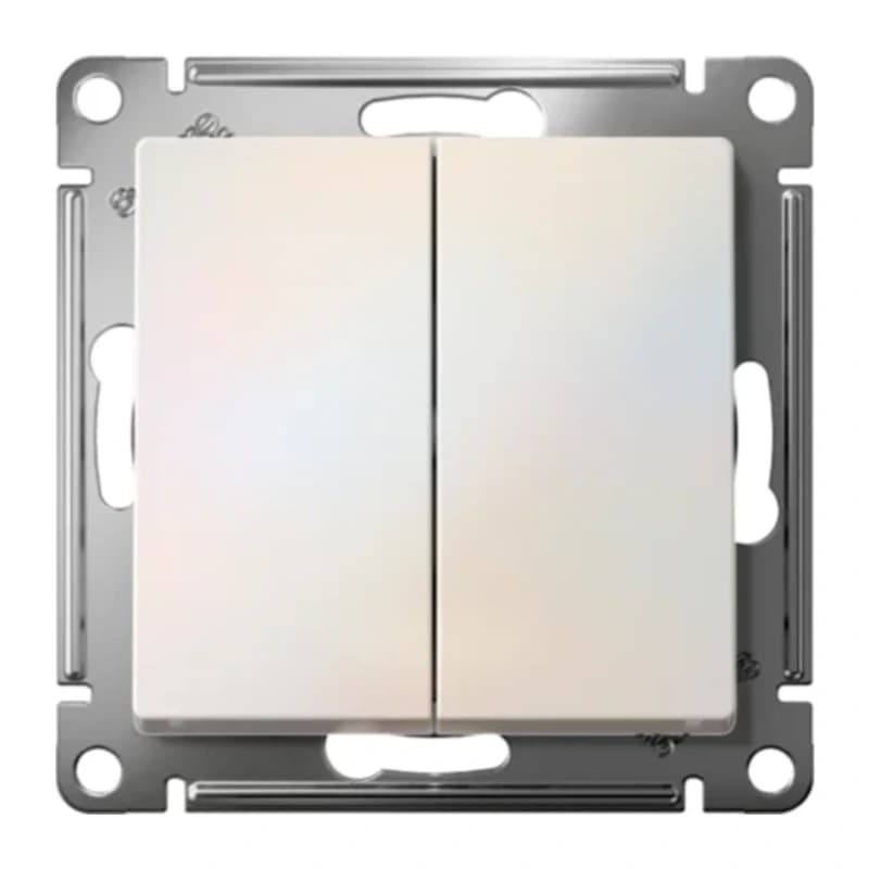 Выключатель 2-клавишный перекрестный (из 3-х мест) Schneider Atlasdesign, 10АХ, жемчуг