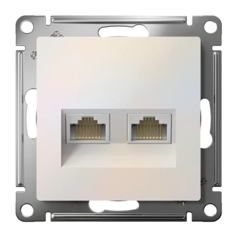 Розетка компьютерная двойная Atlasdesign RJ45 5 кат., жемчуг