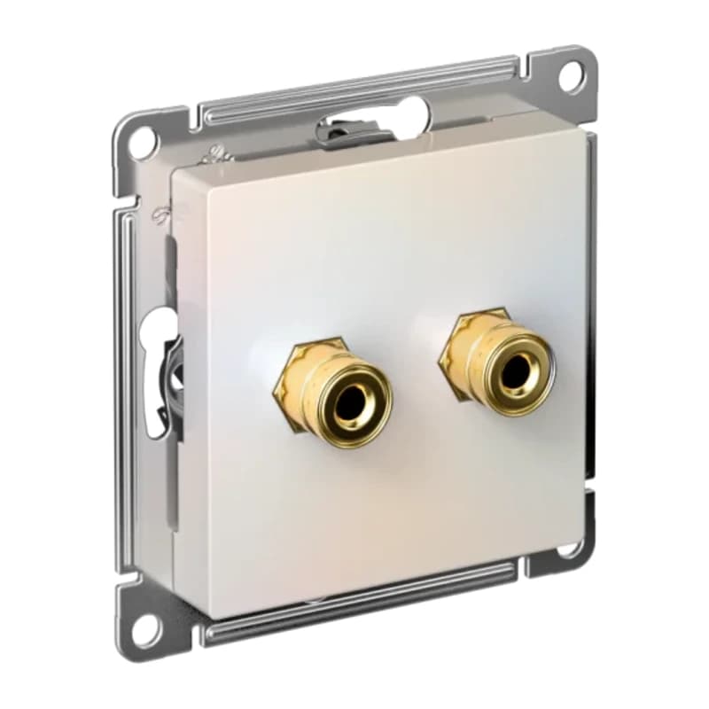 Розетка акустическая двойная Schneider Atlasdesign, жемчуг