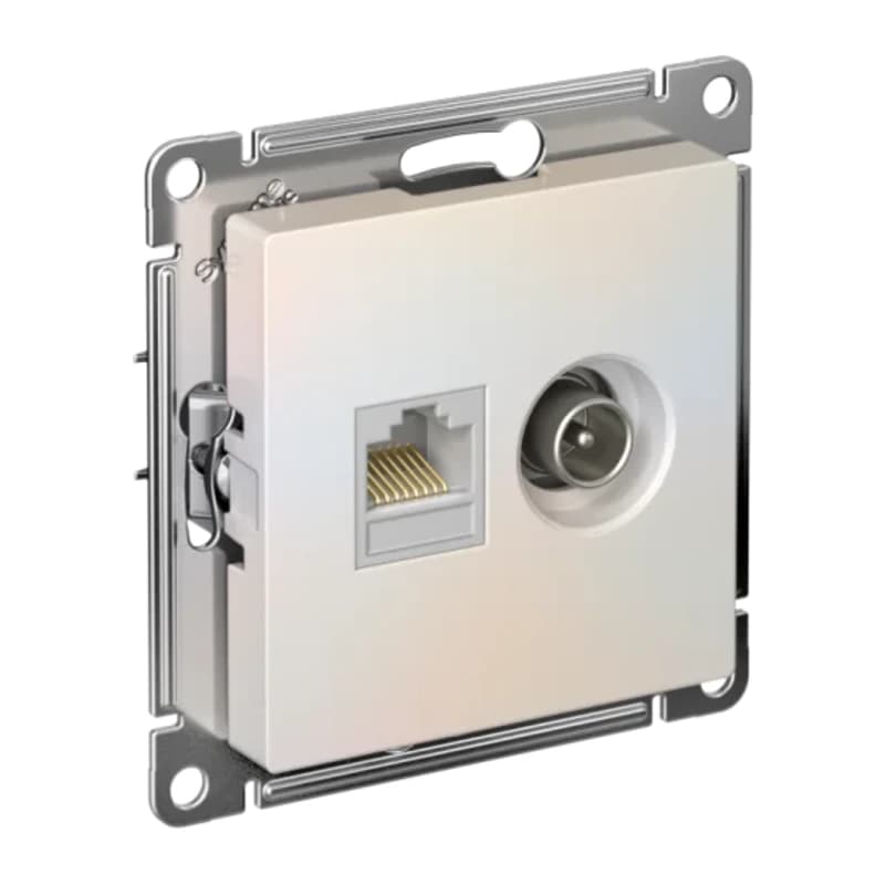 Розетка TV и интернет розетка Schneider Atlasdesign RJ 45, 5 кат., жемчуг