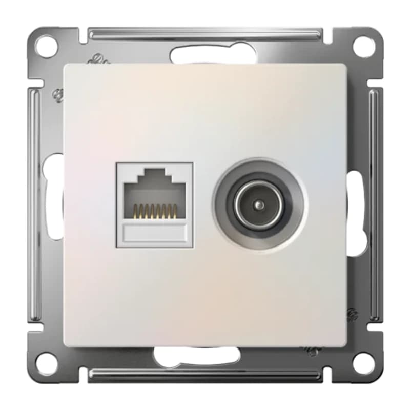 Розетка TV и интернет розетка Schneider Atlasdesign RJ 45, 5 кат., жемчуг