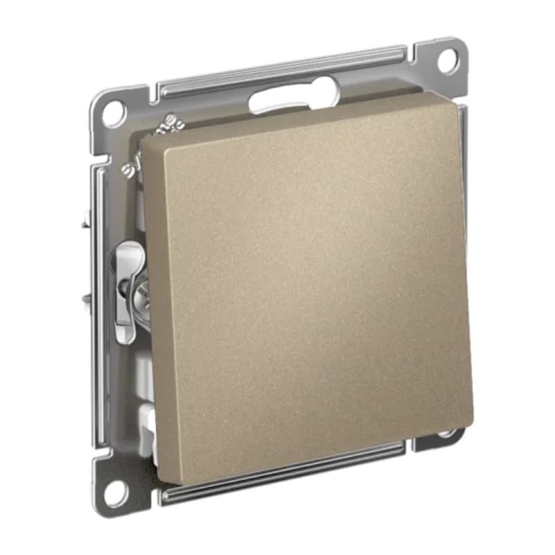 Выключатель одноклавишный кнопочный Atlasdesign 10А, быстрозажим. клем., шампань