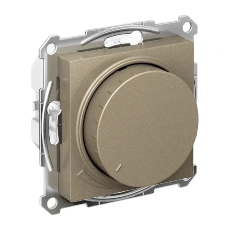 Светорегулятор поворотно-нажимной LED, RC, 400Вт Schneider Atlasdesign, шампань