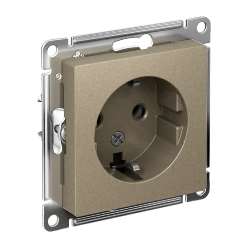 Розетка с заземлением Atlasdesign 16А, шампань