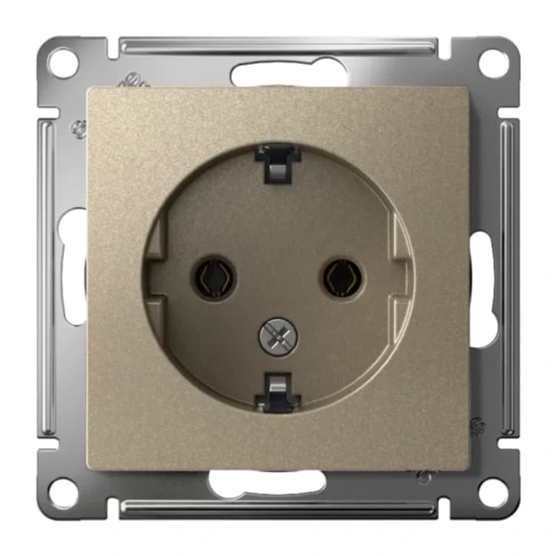 Розетка с заземлением Atlasdesign 16А, шампань