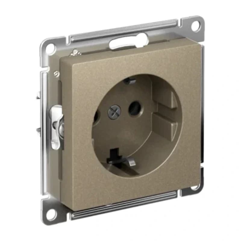 Розетка с заземлением Atlasdesign 16А, быстрозажим. клем., шампань
