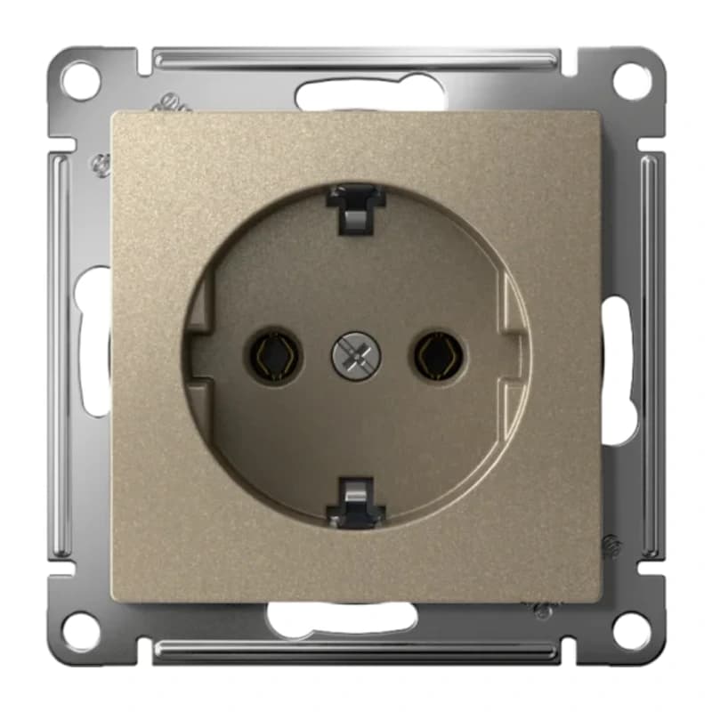 Розетка с заземлением Atlasdesign 16А, быстрозажим. клем., шампань