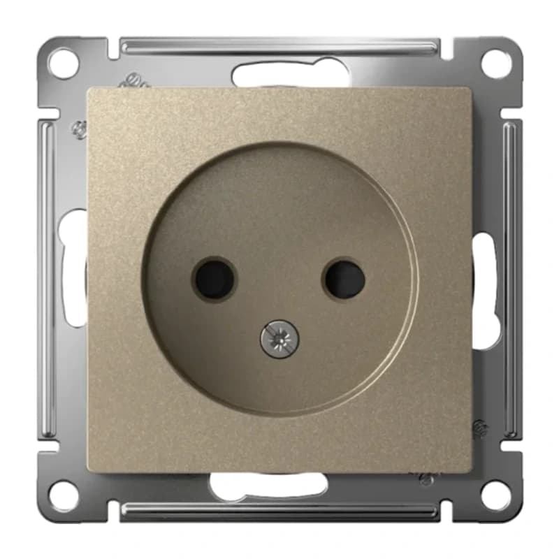 Розетка без заземления со шторками Atlasdesign 16А, шампань