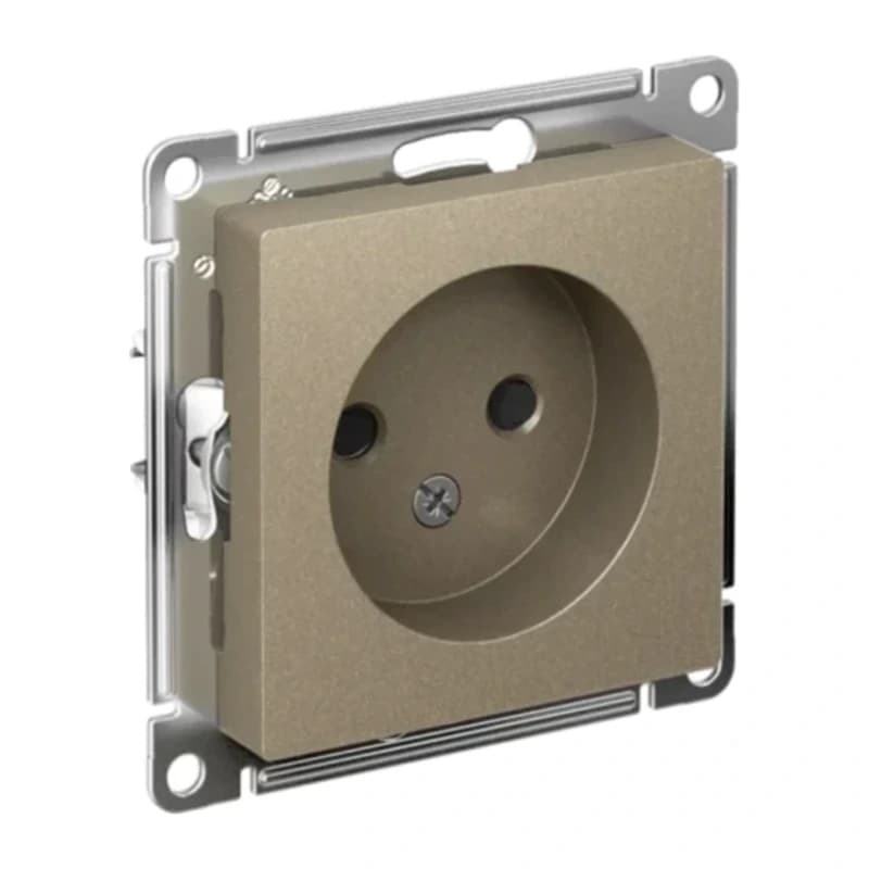 Розетка без заземления со шторками Atlasdesign 16А, шампань