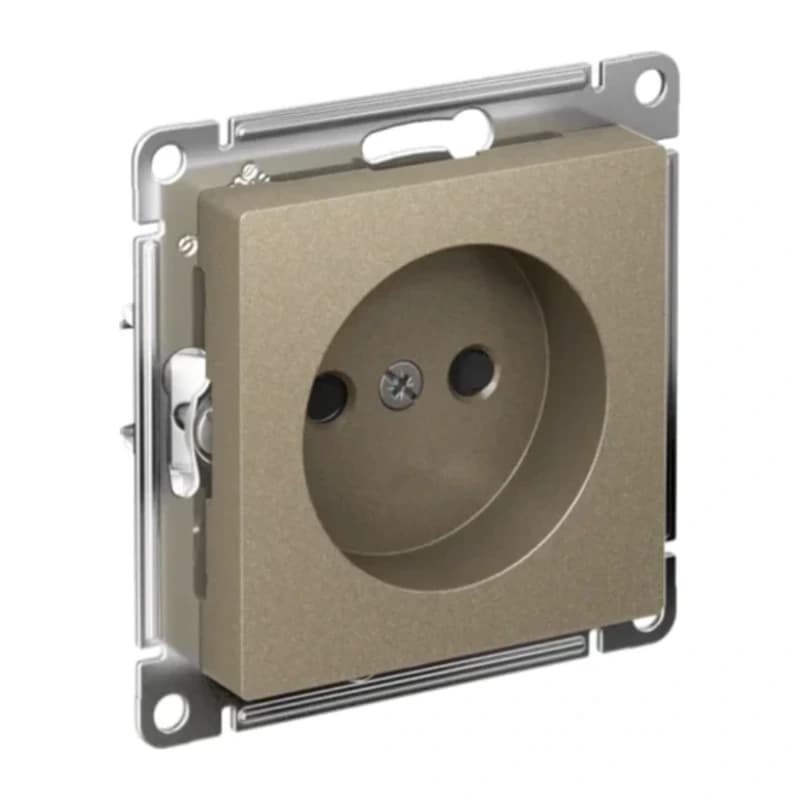 Розетка без заземления со шторками Atlasdesign 16А, быстрозажим. клем., шампань