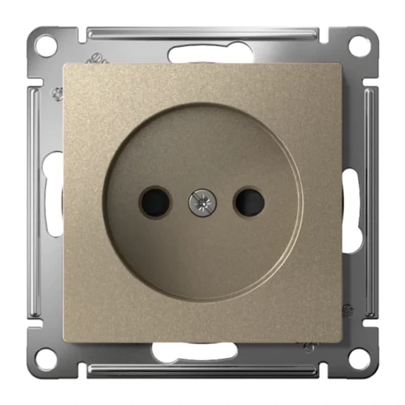 Розетка без заземления со шторками Atlasdesign 16А, быстрозажим. клем., шампань