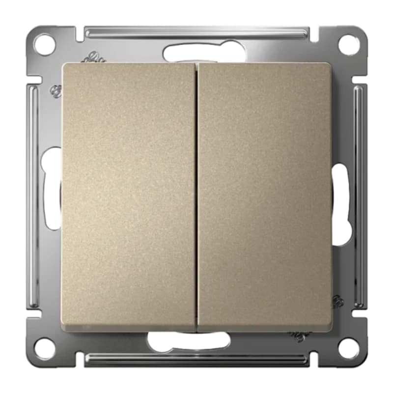Выключатель двухклавишный Schneider Atlasdesign 10А, шампань