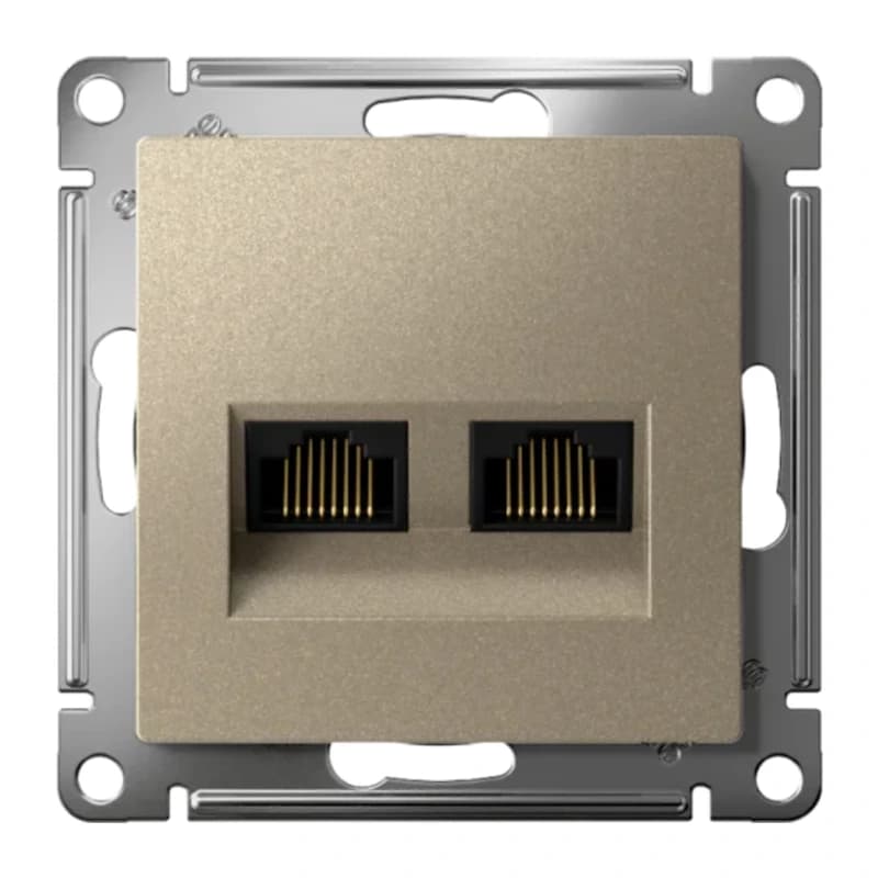 Розетка компьютерная двойная Atlasdesign RJ45 5 кат., шампань