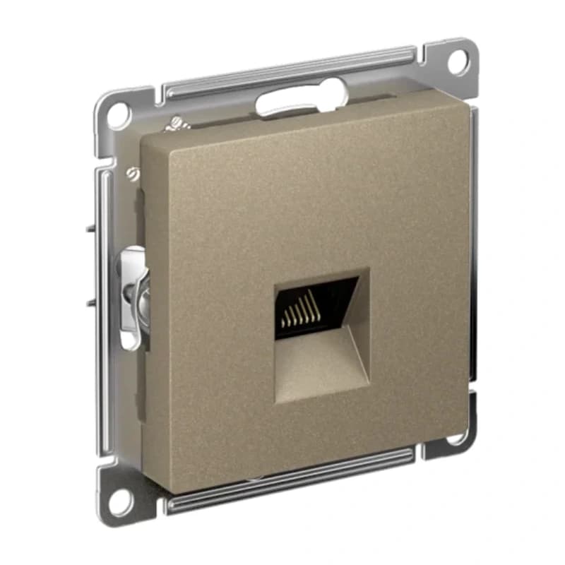 Розетка компьютерная одинарная Atlasdesign RJ45 6A кат., шампань