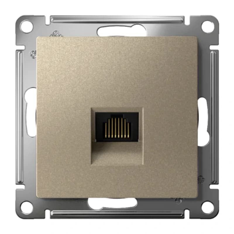 Розетка компьютерная одинарная Atlasdesign RJ45 6A кат., шампань