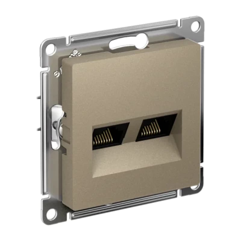 Розетка компьютерная двойная Atlasdesign RJ45 6A кат., шампань