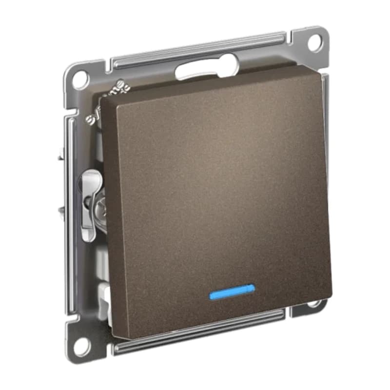 Выключатель одноклавишный с подсветкой Schneider Atlasdesign 10А, мокко