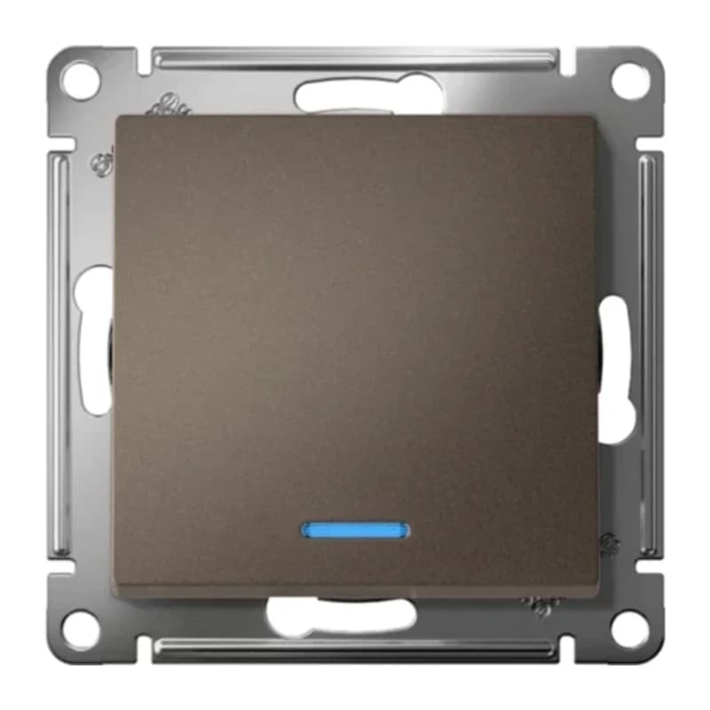 Выключатель одноклавишный с подсветкой Schneider Atlasdesign 10А, мокко