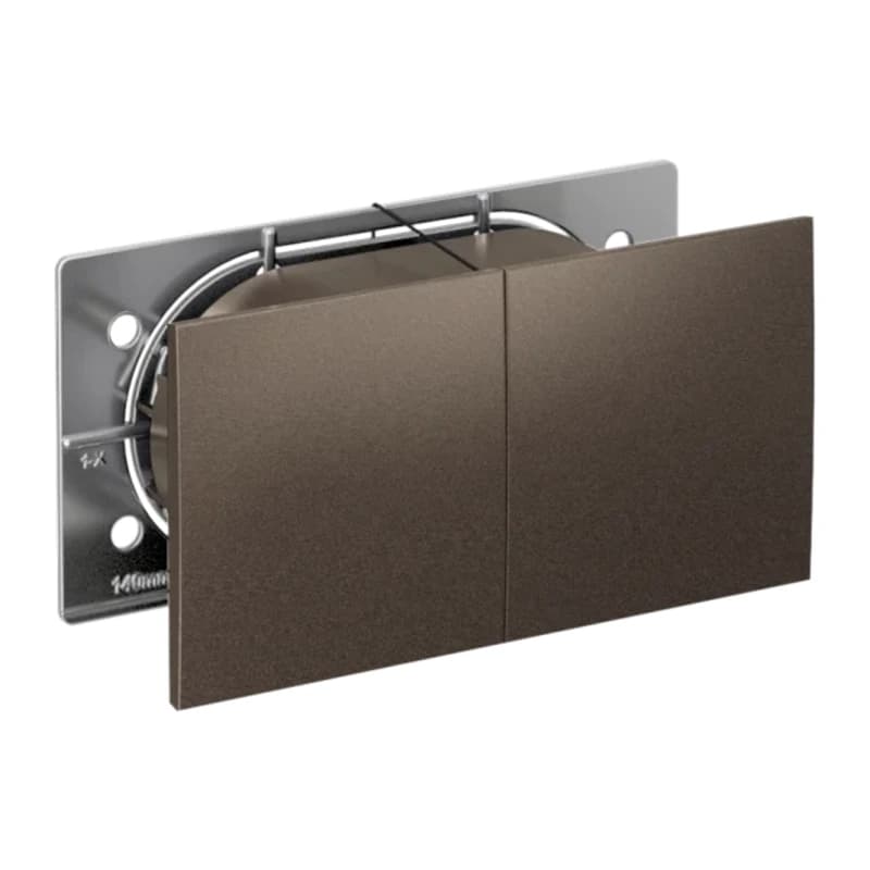 Розетка двойная с заземлением со шторками с развижной крышкой в сборе Schneider Atlasdesign, мокко