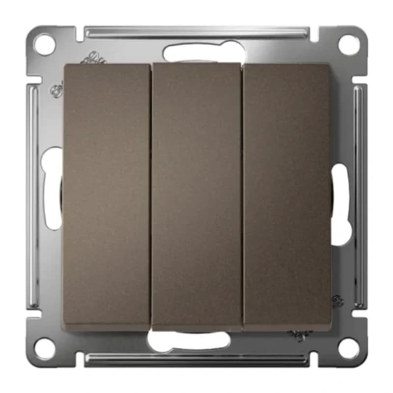 Выключатель трехклавишный Schneider Atlasdesign 10А, мокко