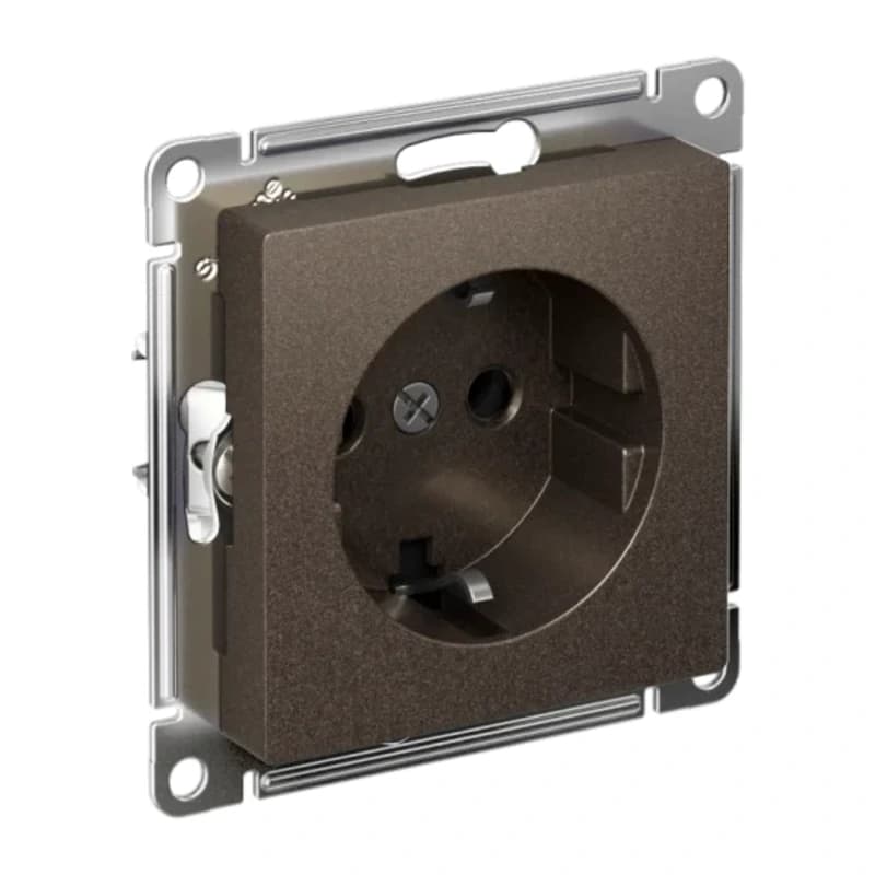 Розетка с заземлением Atlasdesign 16А, быстрозажим. клем., мокко