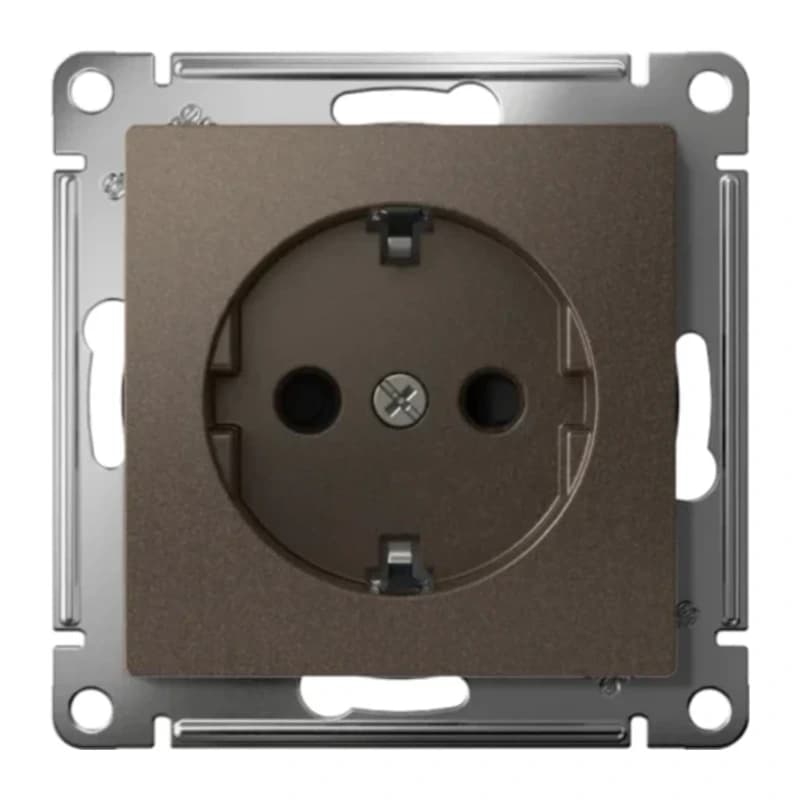 Розетка с заземлением со шторками Atlasdesign 16А, быстрозажим. клем., мокко