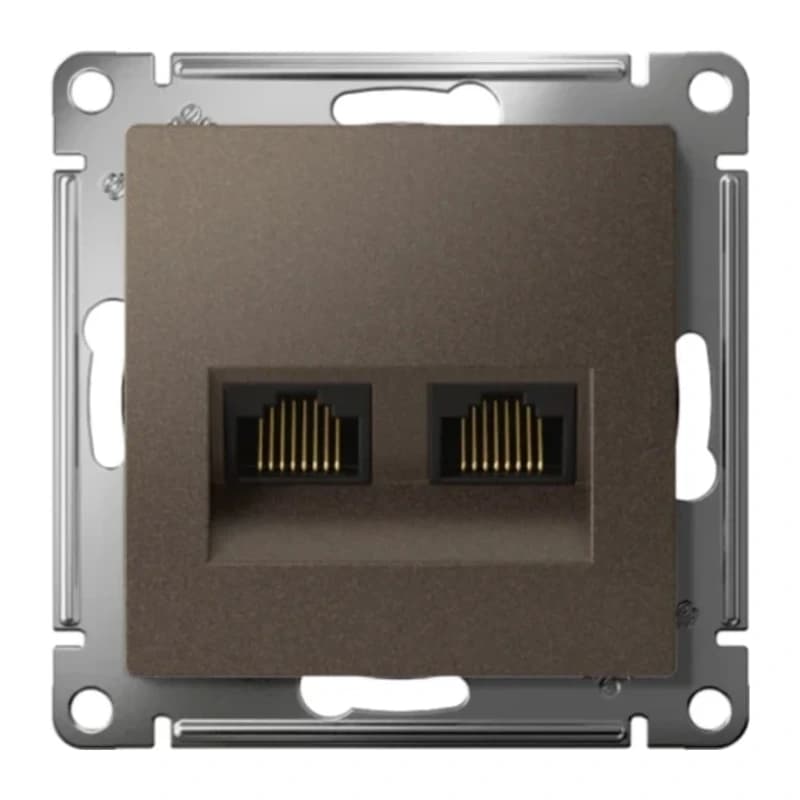Розетка компьютерная двойная Atlasdesign RJ45 5 кат., мокко