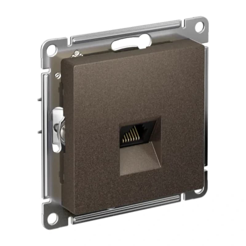 Розетка компьютерная одинарная Atlasdesign RJ45 6A кат., мокко