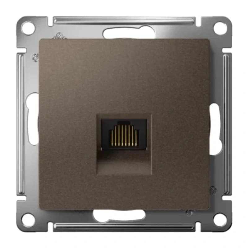 Розетка компьютерная одинарная Atlasdesign RJ45 6A кат., мокко