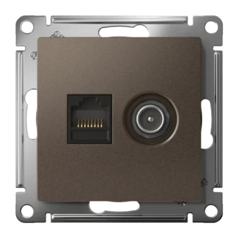 Розетка TV и интернет розетка Schneider Atlasdesign RJ 45, 5 кат., мокко