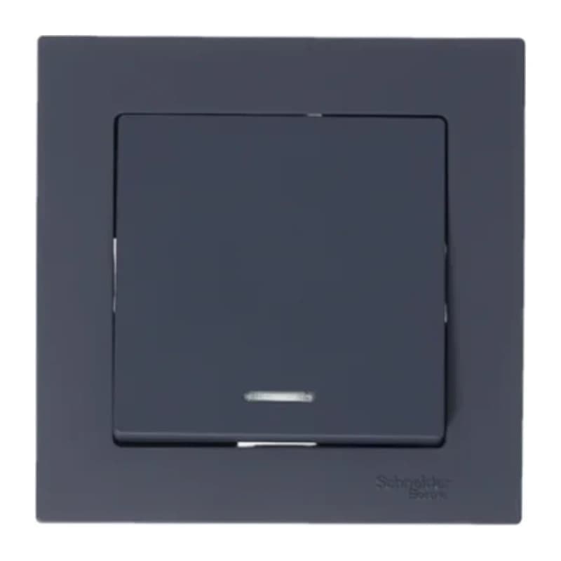 Выключатель одноклавишный с подсветкой Schneider Atlasdesign 10А, грифель